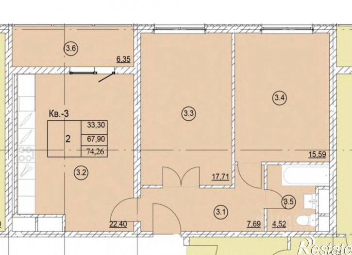 2-комн квартира