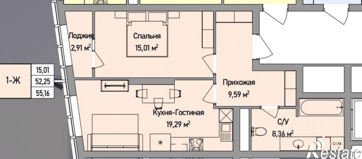 1-комн квартира пр-кт имени Владимира Владимировича Путина, 2,  д. 2